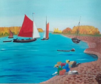 Œuvre contemporaine nommée « Lavandieres sur la Garonne  », Réalisée par LUIGINA