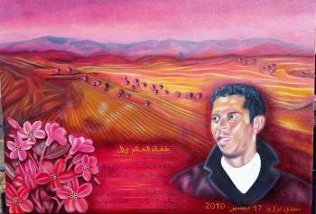 Œuvre contemporaine nommée « Hommage au martyre de la révolution Tunisienne : Mohamed BOUAZIZI (oeuvre N°1) », Réalisée par ABERNARDO