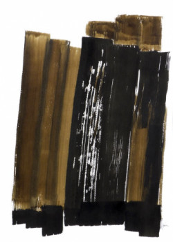Œuvre contemporaine nommée « Composition n°721 - Encre et brou de noix sur papier », Réalisée par JEAN-JACQUES MARIE