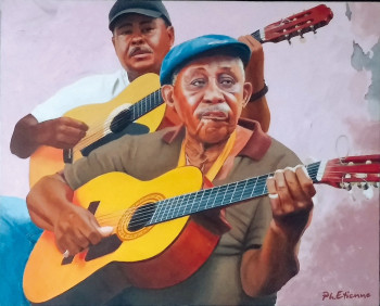 Œuvre contemporaine nommée « Guitaristes cubains », Réalisée par PHILIPPE ETIENNE