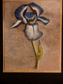 Œuvre contemporaine nommée « BLUE AND GRAY FLOWER », Réalisée par LAURENT SERRE