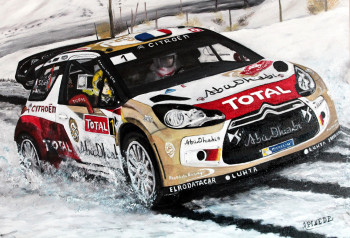 Œuvre contemporaine nommée « Monte Carlo 2013- CITROEN DS3 WRC- SEBASTIEN LOEB- DANIEL ELENA », Réalisée par ALAIN PINEDE