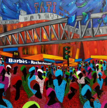 Œuvre contemporaine nommée « Le marché de Barbès », Réalisée par NADODO