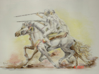 Œuvre contemporaine nommée « Deux cavaliers fantasia », Réalisée par MICHEL AMIACHE