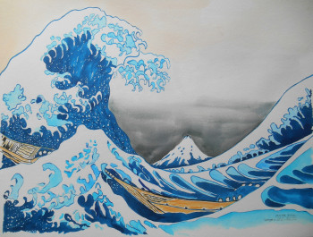 Œuvre contemporaine nommée « La vague d'après Hokusai », Réalisée par VIVIANE DUFOUR