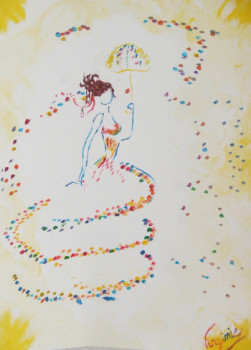 Œuvre contemporaine nommée « Femme cotillon », Réalisée par LUCIA RAINBOW