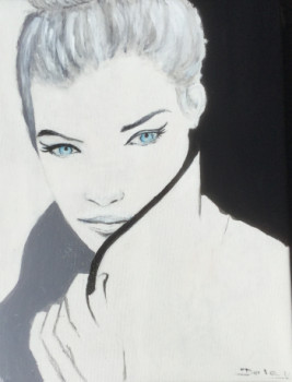 Œuvre contemporaine nommée « Les yeux bleus - portrait femme », Réalisée par PATRICIA DELEY