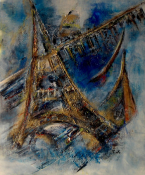 Œuvre contemporaine nommée « Abstrait Tour Eiffel », Réalisée par CHANTAL GM