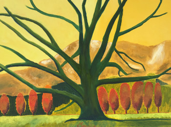 Œuvre contemporaine nommée « montagne jaune 1 », Réalisée par MOUNIA BAULESI