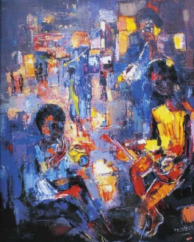 Œuvre contemporaine nommée « Blues in Chicago », Réalisée par PIERRE MALRIEUX