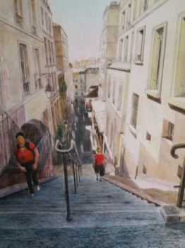 Œuvre contemporaine nommée « RUE DREVET VUE DESCENDANTE », Réalisée par JACQUES TAFFOREAU