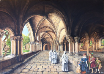 Œuvre contemporaine nommée « Visite au Monastère », Réalisée par ART D\'ANTAN