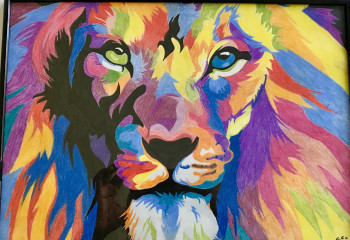 Œuvre contemporaine nommée « Lion Multicolor », Réalisée par CHEIK
