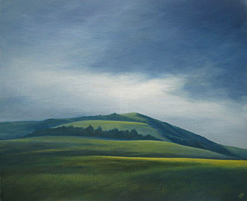 Œuvre contemporaine nommée « orage sur la colline », Réalisée par YVES OGIER