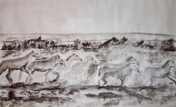 Œuvre contemporaine nommée « Chevaux camarguais », Réalisée par BARTLET-DROUZY