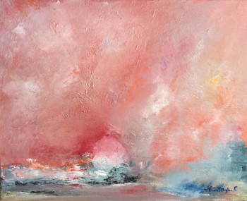Œuvre contemporaine nommée « Ciel rosé à marée montante », Réalisée par TCHARTILOGLOU FRANCOISE