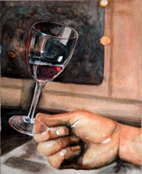 Œuvre contemporaine nommée « Le verre de vin », Réalisée par PHILIPPE ETIENNE