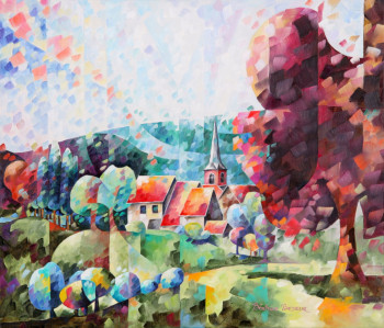 Œuvre contemporaine nommée « Village de Deigné 1 », Réalisée par BéATRICE BEDEUR