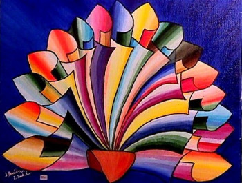 Œuvre contemporaine nommée « L'Eventail Multicolore », Réalisée par BOUTIN
