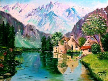 Œuvre contemporaine nommée « Le moulin en Montagne », Réalisée par BOUTIN