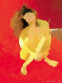 Œuvre contemporaine nommée « Rouge assise », Réalisée par AOSTEN, ARTISTE PORTUAIRE