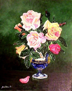 Œuvre contemporaine nommée « Bouquet de Roses multicolor », Réalisée par BOUTIN