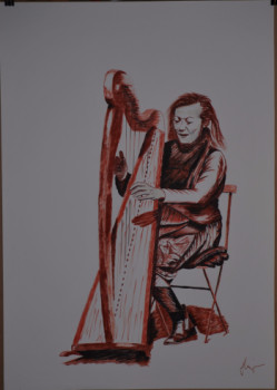 Œuvre contemporaine nommée « la harpiste 2 », Réalisée par JEAN LUZIER