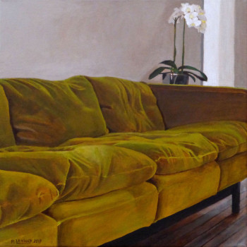 Œuvre contemporaine nommée « Intérieur N°66 The Green Sofa N°2 », Réalisée par PATRICE LANNOY