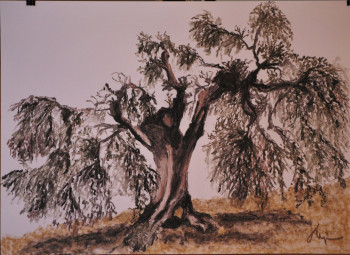 Œuvre contemporaine nommée « un olivier en Toscane 2 », Réalisée par JEAN LUZIER