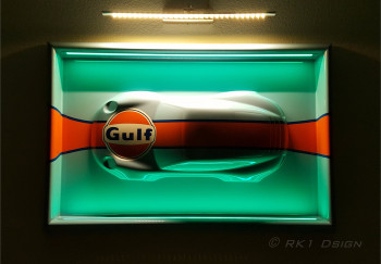 Œuvre contemporaine nommée « Tableau relief lumineux Porsche », Réalisée par RK1DSIGN
