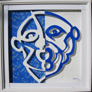 Œuvre contemporaine nommée « tête bleue », Réalisée par MICHEL CASTANIER