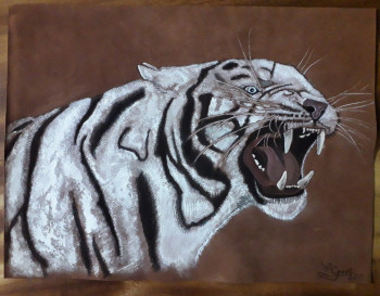 Œuvre contemporaine nommée « Tigre Blanc », Réalisée par LAURENT SERRE
