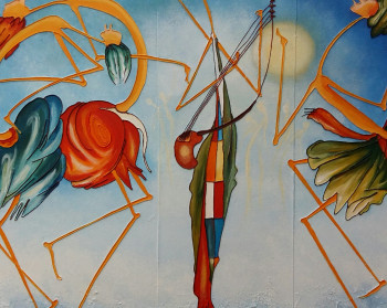 Œuvre contemporaine nommée « DERBY AU SAHEL 2 », Réalisée par IDRISS LE PEINTRE DU SAHEL