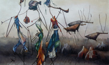 Œuvre contemporaine nommée « Tradition Peulh », Réalisée par IDRISS  LE  PEINTRE DU SAHEL