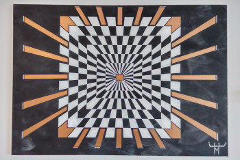 Œuvre contemporaine nommée « illusion damier », Réalisée par MAXGALLERYS