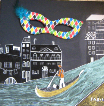 Œuvre contemporaine nommée « La Gondole à Venise », Réalisée par FABIE