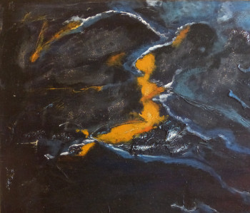 Œuvre contemporaine nommée « "  Nuit en bleu et or " », Réalisée par JEANNE LE GUEN
