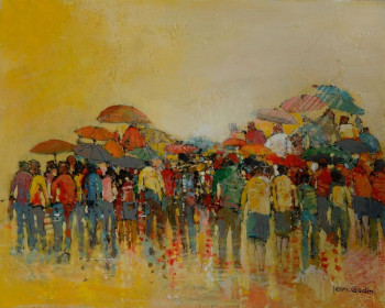 Œuvre contemporaine nommée « les parapluies 1 », Réalisée par JEAN GODIN