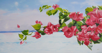 Œuvre contemporaine nommée «  Bougainvilliers sur mer », Réalisée par ALAIN MAILLOT