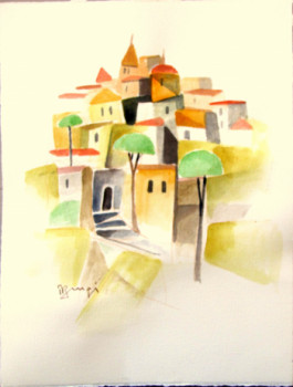 Œuvre contemporaine nommée « village perché », Réalisée par BURGI