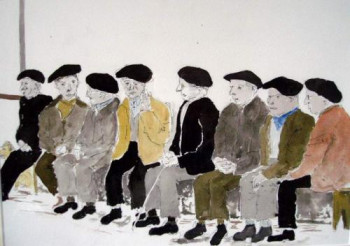 Œuvre contemporaine nommée « Devant le fronton », Réalisée par GUILLOU