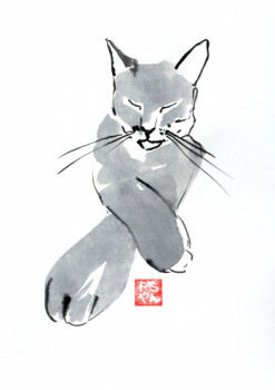 Œuvre contemporaine nommée « crossed arms cat », Réalisée par PECHANE SUMIE