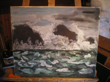 Œuvre contemporaine nommée « la mer sur le rocher », Réalisée par BELLUCIE