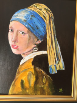 Œuvre contemporaine nommée « Jeune fille à la perle (d'apres Vermeer) », Réalisée par CHABBAT