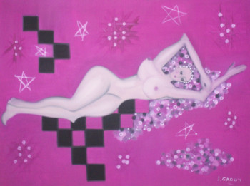 Œuvre contemporaine nommée « Nu sur fond rose », Réalisée par JACQUELINE GROUT