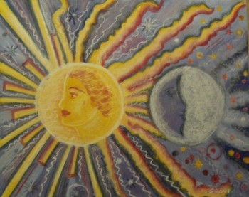 Œuvre contemporaine nommée « Amours de la Lune et du Soleil », Réalisée par JACQUELINE GROUT
