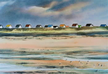 Œuvre contemporaine nommée « Cabines de plage Gouville », Réalisée par VAL.H