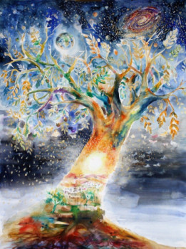 Œuvre contemporaine nommée « L'arbre lumière 01 », Réalisée par MARWANART