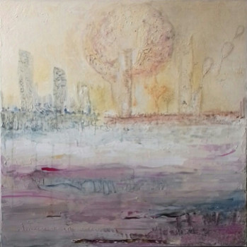 Œuvre contemporaine nommée « Jaune violet 1 », Réalisée par MURIEL MELIN