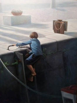 Œuvre contemporaine nommée « Le chevalet sur le quai ( le port de honfleur) », Réalisée par KHOUNFAIS
